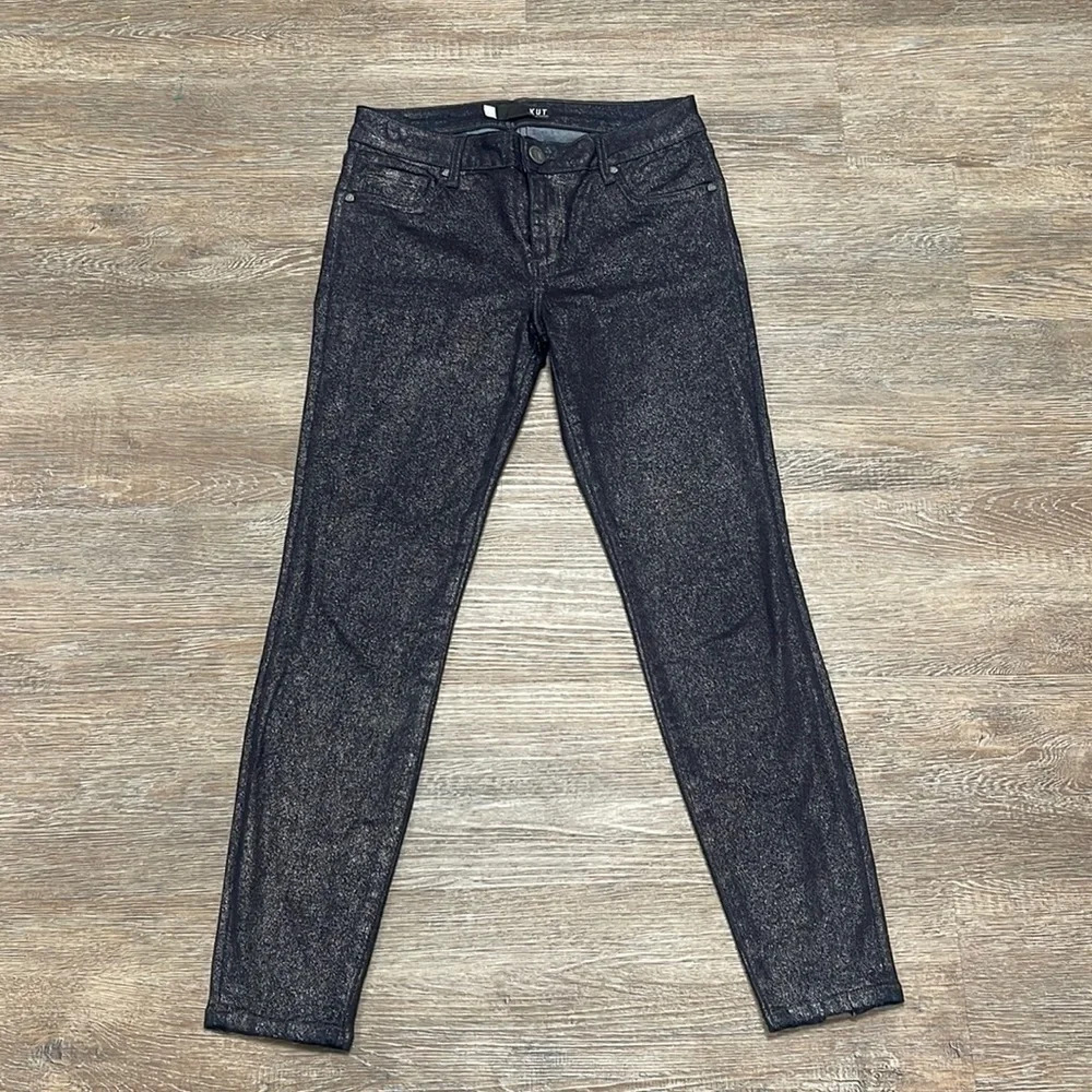 KUT from the Kloth Connie ankle skinny sparkle, zip ankle jeans